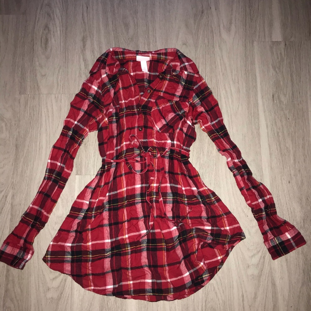 Maternity long sleeve plaid button shirt